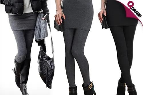 From QR49, Create Versatile Outfits with a 2-in-1 Skirt & Leggings Piece - Choose between Dark Grey OR Black! (Up to QR172 Value)